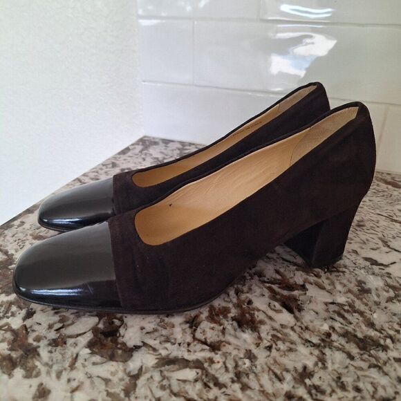 BALLY Brown‎ Suede  leather patent Flats size 7.5 M - Picture 6 of 10